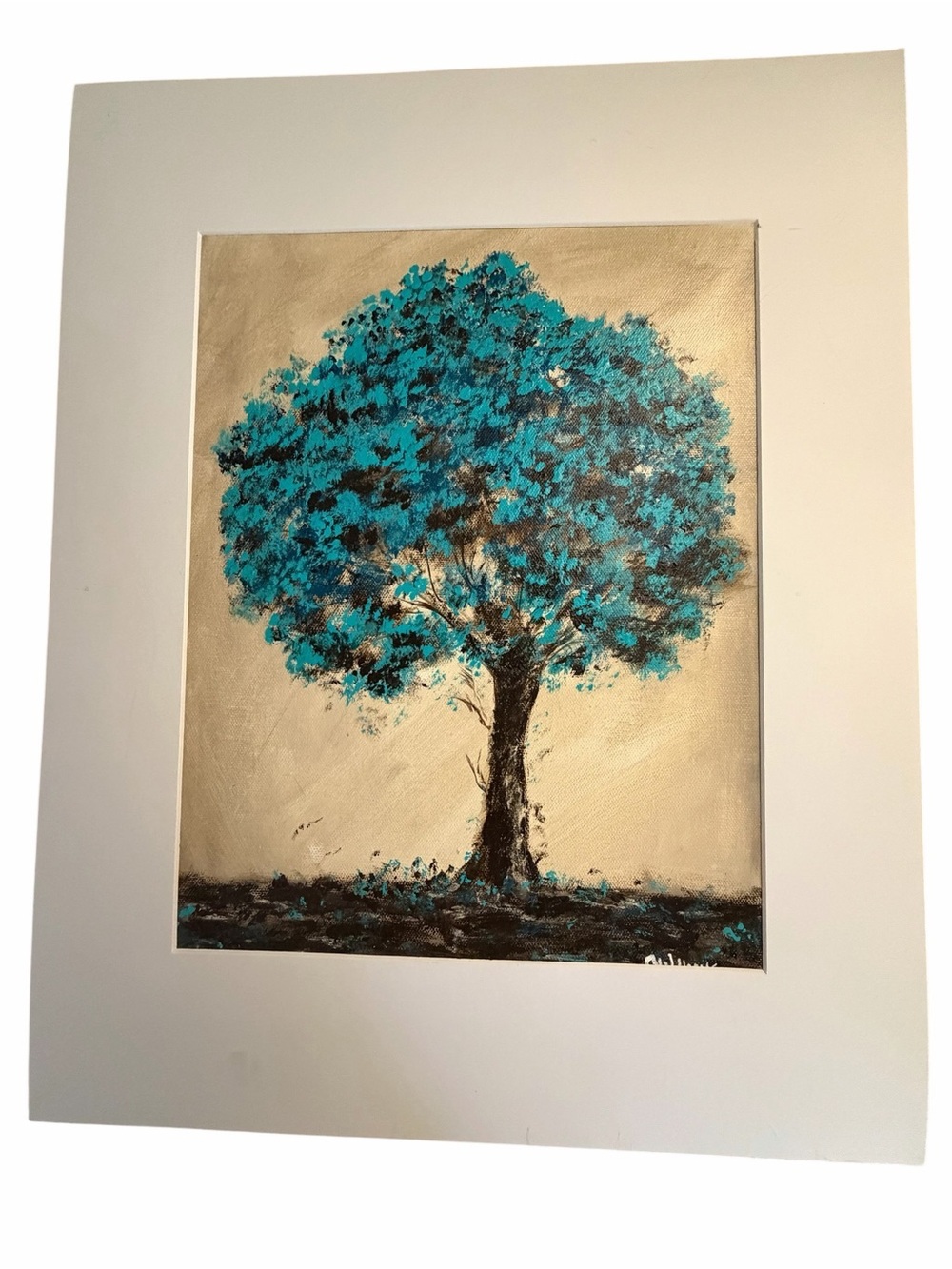 Original Artwork Acrylic on Canvas Sheet Wall Art Cardstock Frame 16x20"